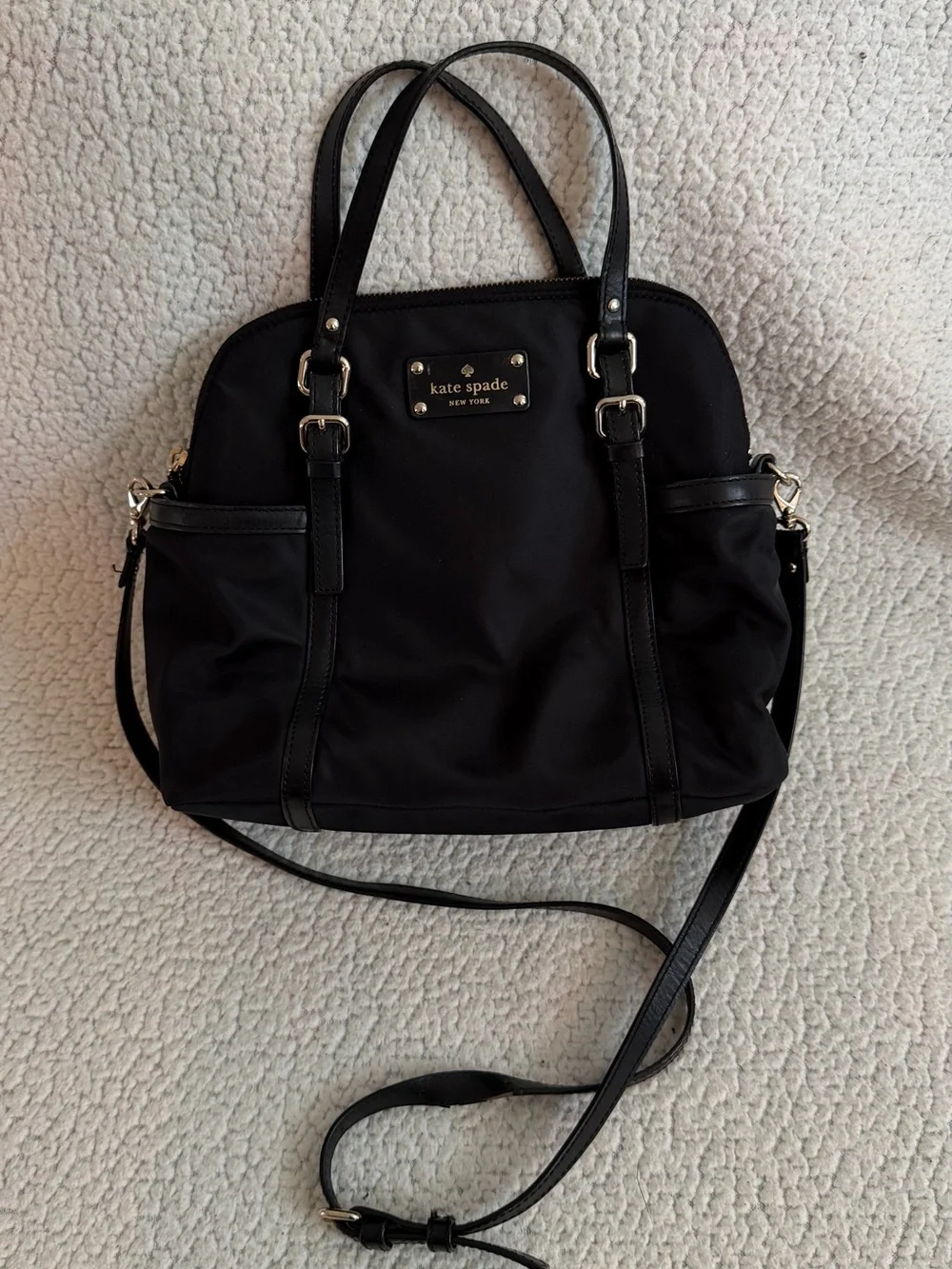 kate spade Black Nylon Dome Shoulder Bag with Crossbody Strap